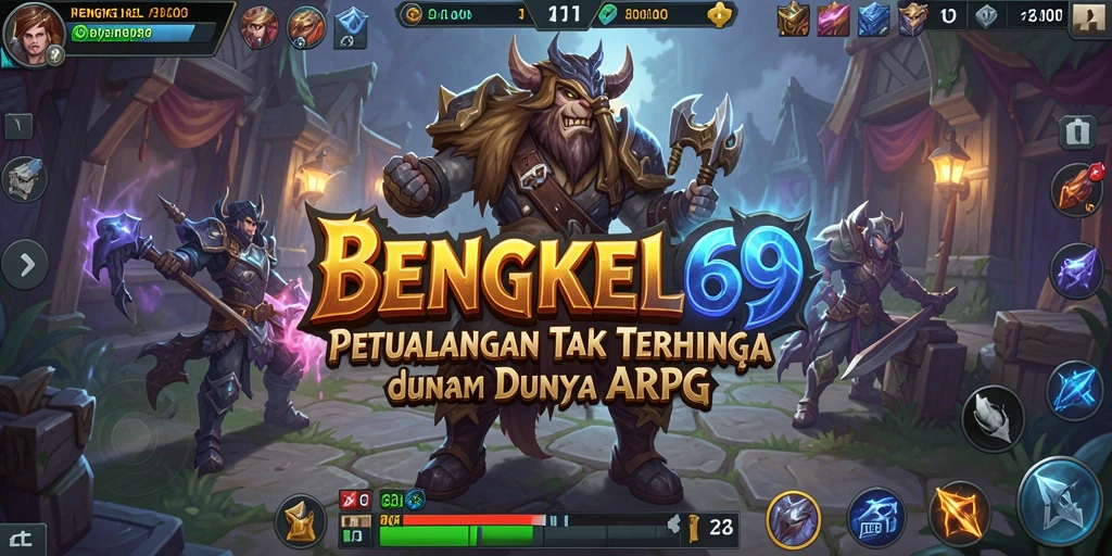 Screenshot gameplay BENGKEL69 menampilkan pertarungan seru dan karakter unik.