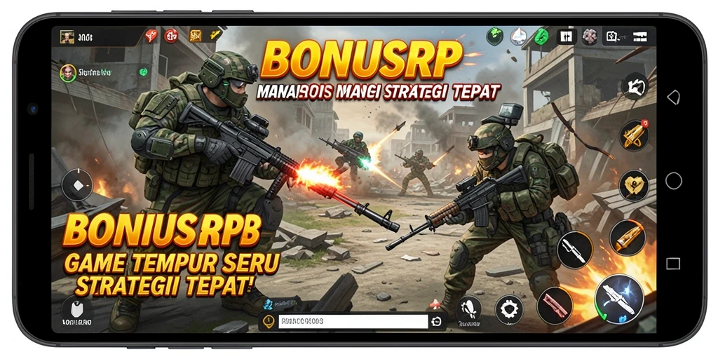 Screenshot gameplay <strong>BONUSRP</strong> menampilkan aksi seru dalam pertarungan tim.