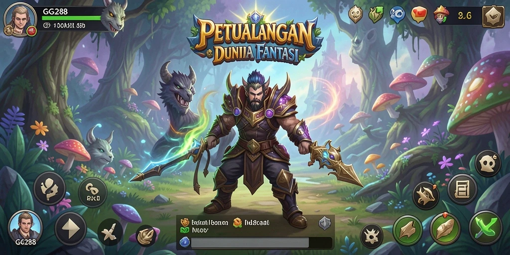 Screenshot GG288 menunjukkan aksi seru dalam petualangan fantasi.