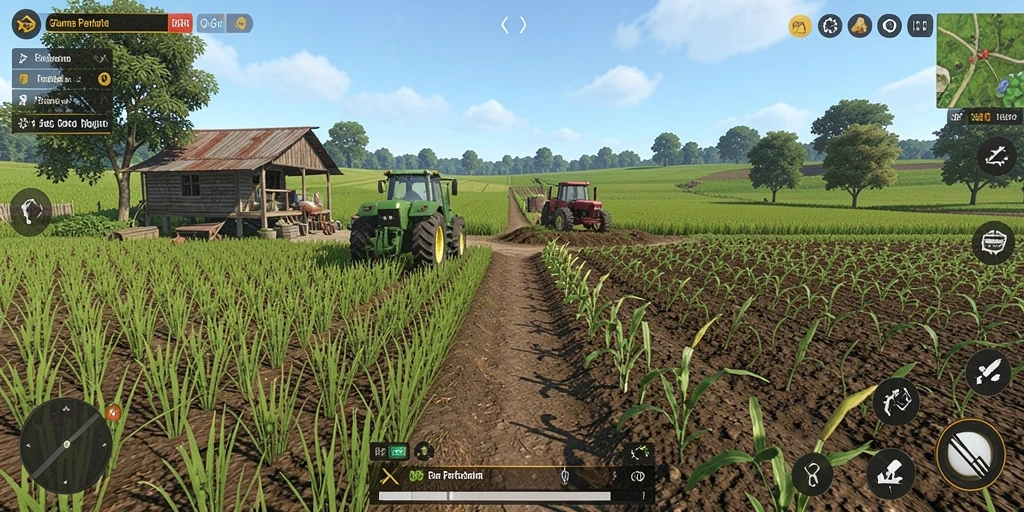 Screenshot gameplay ID66 yang menunjukkan aktivitas pertanian yang seru.