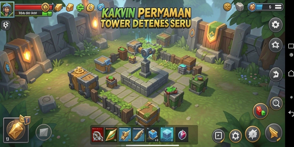 Gameplay Tower Defense KAKWIN dengan grafis menawan.