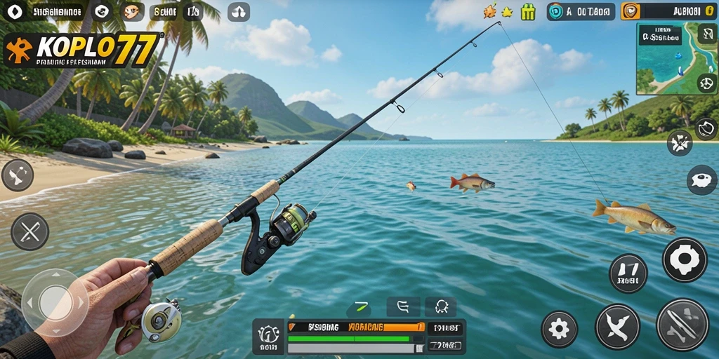 Tampilan gameplay KOPLO77 yang memukau dengan aksi memancing yang seru.