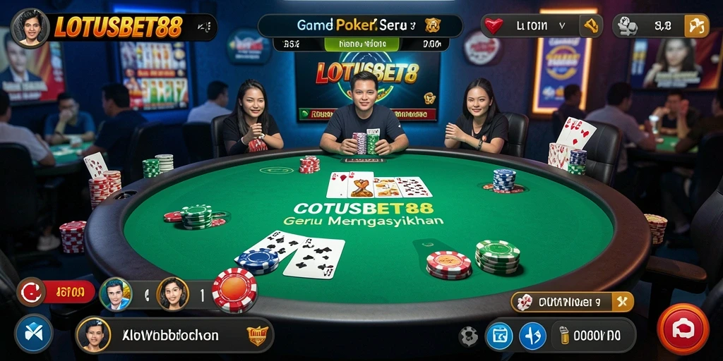 Tampilan gameplay LOTUSBET88 yang menarik dalam pertandingan poker.