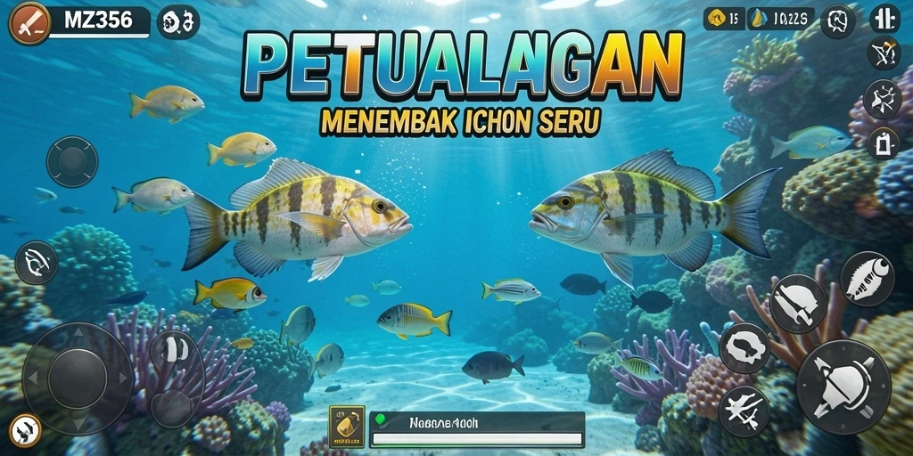 Tangkapan layar MZ356 memperlihatkan aksi menembak ikan yang mendebarkan.