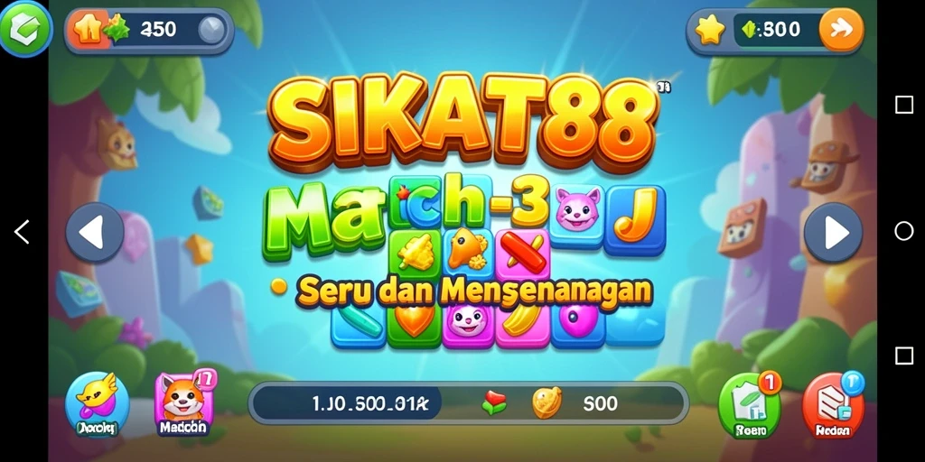 Gameplay seru SIKAT88 dalam menyelesaikan tantangan Match-3.