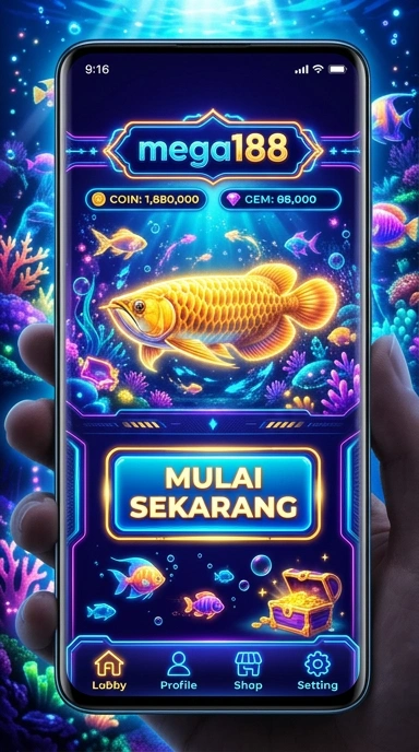 Tampilan antarmuka pengguna mega188 yang modern dan intuitif.